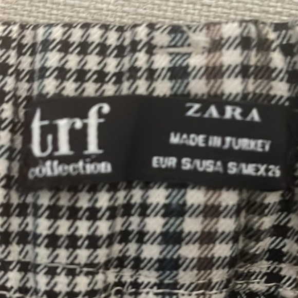ZARA TRF HI-RISE BUTTON FLY PLAID TROUSERS BLACK/BROWN SIZE SMALL - Picture 8 of 9